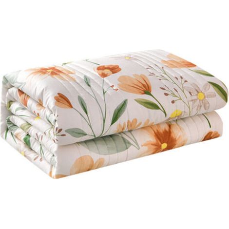 Leichte Tagesdecke, weiche Daunen-Sommerdecke aus leichtem Mikrofaserstoff, modernes Blumenmuster, für alle Jahreszeiten geeignet, Maße 150 x 200 mm.
