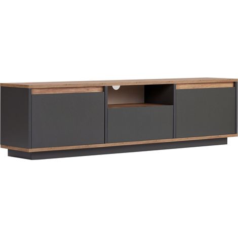 Meuble TV en bois "Sentinel" - 160 x 30 x 42 cm - Gris anthracite