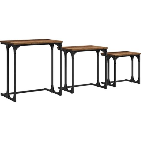 Maison Exclusive - Mesa de Café Nido 3 pcs Madera vieja Madera co