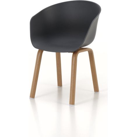 "Set 4 sedie PATRIZIA in metallo color legno e rivestimento grigio"