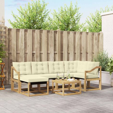 vidaXL Outdoor-Sofagarnitur mit Kissen 7 pcs Weiß und Creme (1/5)