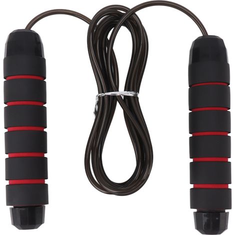 Corde à sauter lestée 406g brûle-calories poignée éponge anti-enchevêtrement corde fitness entraînement noir rouge (1/5)