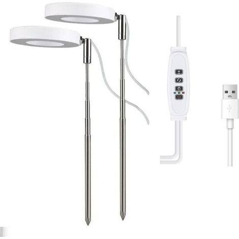 Pflanzenwachstumslampe, höhenverstellbare Vollspektrum-LED-Pflanzenlampe für kleine Pflanzen, 9 einstellbare Helligkeitsstufen, 180°-Drehung und Ein-/Ausschalt-Timer (2 Köpfe) (1/4)