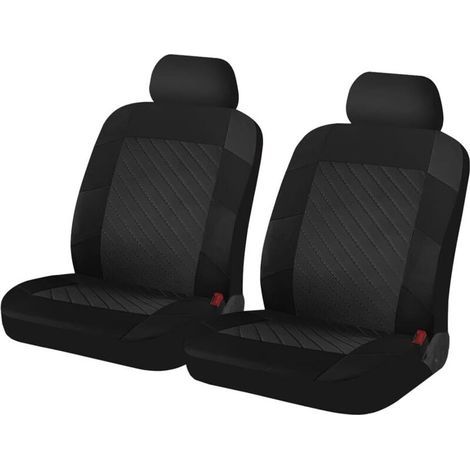 2-Piece Fabric Car Seat Covers for Two Front Seats, Non-Slip, Sweat-Resistant, Universal Front Seat Covers to Fit Most Cars with Elastic Hems (Black) (1/5)