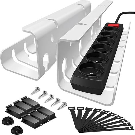 Set Metal Desk Cable Trunks Accessories White (1/5)