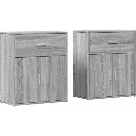 Credenza cassettiera armadio contenitore organizer cucina soggiorno soggiorni set da 2 sonoma 60 x 31 x 70 cm pannelli compositi grigio 020036959
