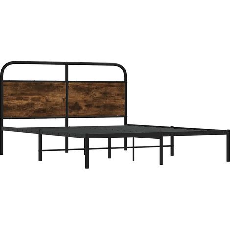 Cadre de lit sans matelas 135x190 cm chêne fumé bois ingénierie vidaXL (1/5)