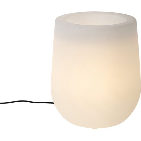 QAZQA Fioriera illuminata flowerpot - Moderno - Plastico - Bianco - Tondo E27 Max. 1 x 8.5 Watt