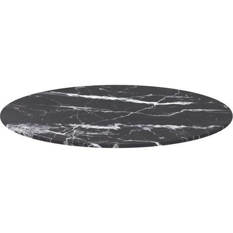 Maison Exclusive - Dessus de table noir Ø60x0,8cm verre trempé avec design marbre