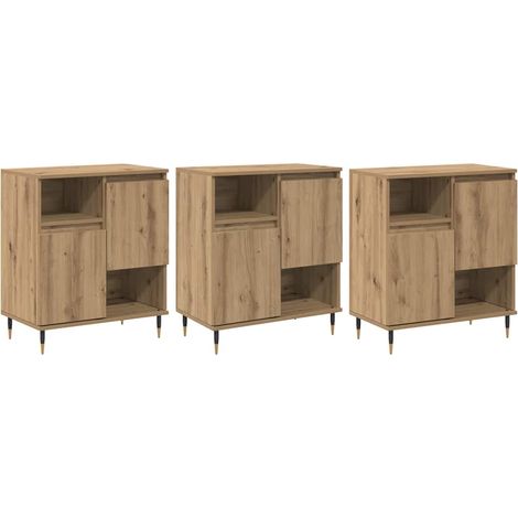3 pcs Buffet,Bahut,Meuble de Rangements chêne artisanal 180 x 35 x 70 cm CFW76458 (1/5)