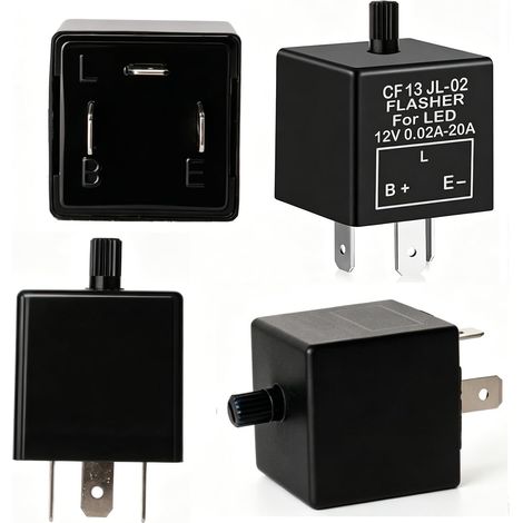 Gebildet 2pièces 12V 3Broches Relais Clignotant Réglable pour Les Clignotants de LED CF-13KT, Voiture Moto Relais électronique de Clignotant 0.1W-150W, Livré avec Les 6pcs Terminaux