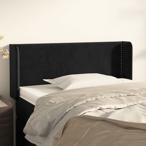 vidaXL Tête de lit avec oreilles Noir 103x16x78/88 cm Velours (1/5)