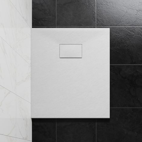 NRG 900 x 700mm SMC White Rectangle Slate Effect Bathroom Shower Tray