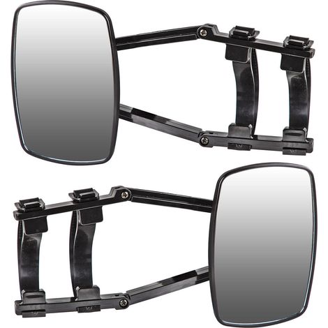 Set di 2 specchietti universali per roulotte con cinghie di gomma regolabili, adatti a tutti i veicoli più comuni, roulotte e automobili.