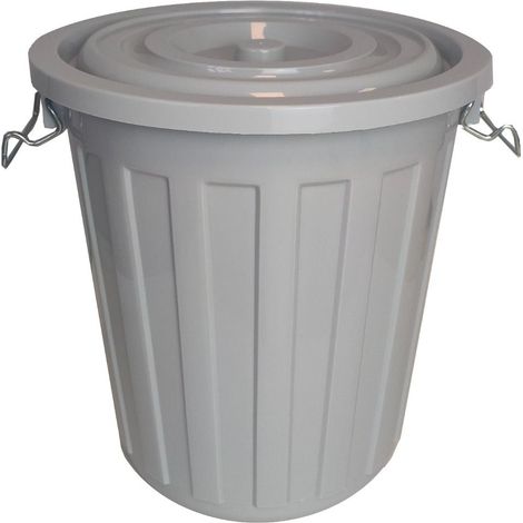 18L Grey Plastic Bin & Lid (1/2)
