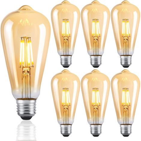 Ampoule LED Vintage Edison, ampoule à vis E27 dimmable blanc chaud 2700K lampe à économie d'énergie 4W angle de faisceau de 360 ​​° ST64 lampe LED, 40W lampe à incandescence équivalente classe énergét (1/5)