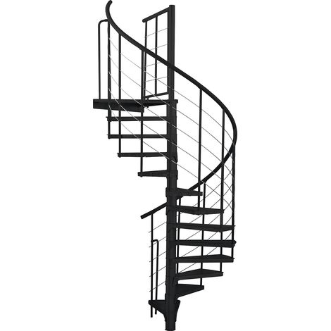 Minka Außenspindeltreppe Spino Zink Color 38 - 305,5cm Geschosshöhe Schwarz 160cm Durchmesser