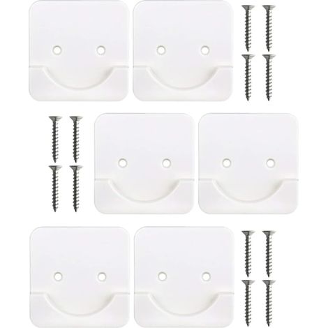 Supports adhésifs pour barre de douche Lurrose, crochets antidérapants, lot de 6, robustes, en ABS, blancs, pour salle de bain (1/5)