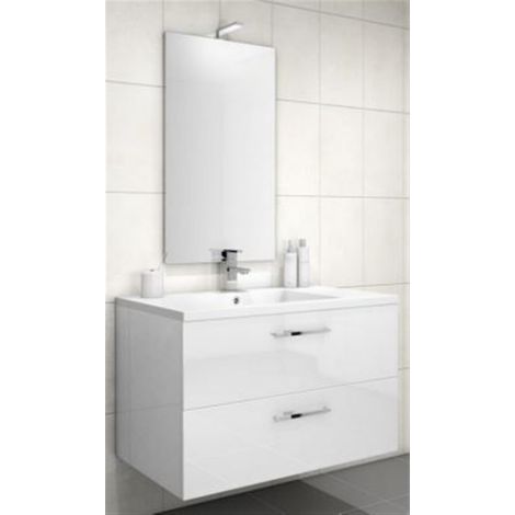 Meuble sous vasque simple 90 cm – 2 tiroirs avec amortisseurs – Bois chêne brut – Dimensions : 900x540x560 mm – Garantie 5 ans – Discac (1/5)