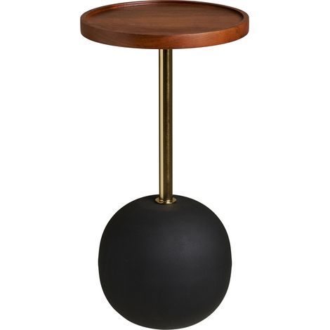 Tavolino d'appoggio Sirone in legno di mango e acciaio finitura ottone nero ø30×56 cm