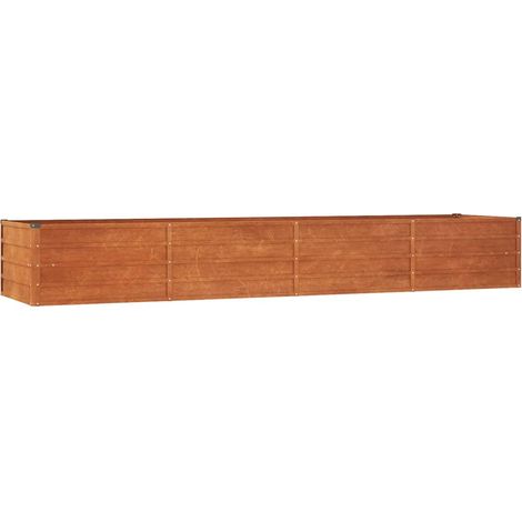 Vassoio per fioriera aiuola rialzata piante fiori terrazzo giardino ruggine 320 x 80 x 45 cm acciaio corten marrone 020039872