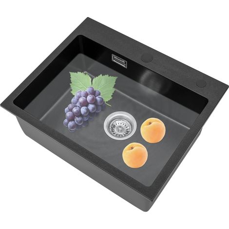 Lavello da cucina ad arco, profondo 22,86 cm, 55 x 45 x 22,86 cm, con beccuccio antitrabocco e bordi lisci questi elementi non solo ne esaltano l'estetica, ma sono anche funzionali per la pulizia.