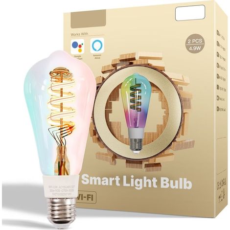 Bulb connected 4,9 W E27, replacing a bulb to incandescence of 40 W, compatible with the dimming RGBCCT (2700-6500 K), wi-fi and assistants vocaux, control via application and order voc (1/5)