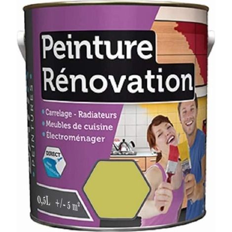 Peinture Spécial rénovation carrelage cuisine radiateur électroménager / litrage et coloris au choix - Vert bambou - 0.5 Litre.