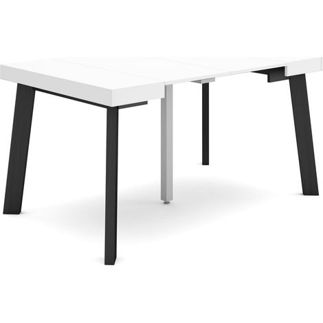 Skraut Home - Mesa Consola extensible, Mesa comedor plegable, 140, Para 6 comensales, Patas de madera, Estilo Moderno, Blanco (1/5)