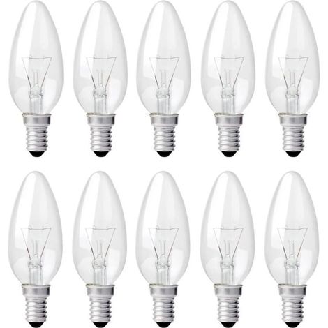 Ampoule flamme transparente E14 40 W, intensité variable, blanc chaud 2 700 K, 400 lm, culot à vis Edison, lot de 10 (1/4)