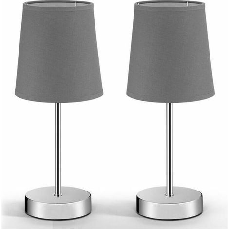 2x Lampes de chevet avec abat-jour anthracite Lampe de table bureau Moderne Maison Déco intérieur(Cendre de chanvre) (1/5)