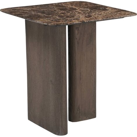 Table de bout en marbre et chêne fumé - charbon fumé (1/4)