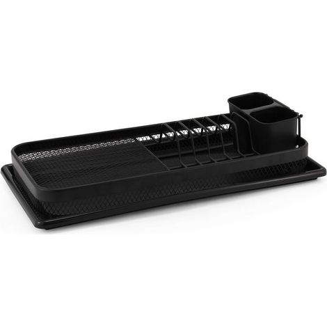 Scolapiatti e Posate in Filo Metallico Nero da Appoggio per Cucina 47x11xh21 cm (1/2)