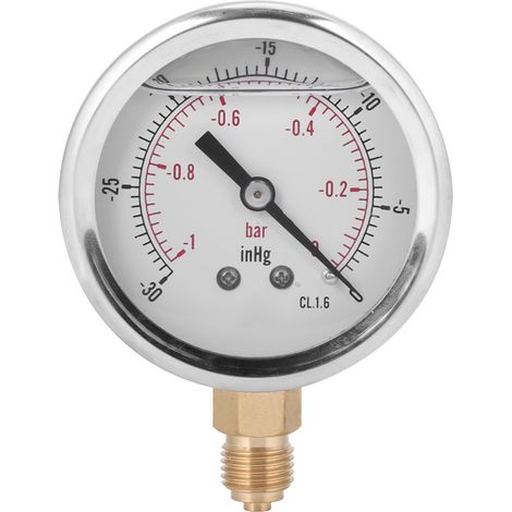 Manomètre à vide radial huilé Y60, 1/4 BSP, 0 bar, TS PGGZ604, pour pétrochimie et métallurgie (1/5)