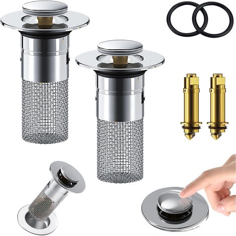 Filtre Évacuation Évier Pop-Up - Panier Filtrant Amovible en Acier Inoxydable 304 - Pour Évier Salle de Bain et Lavabo - Diamètre Intérieur 26 à 30 mm - 1 Pièce (1/5)