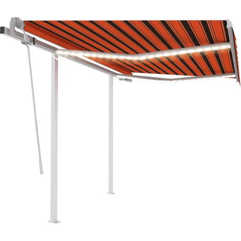 Markise Manuell Einziehbar mit LED 3,5x2,5 m Orange Braun (1/5)