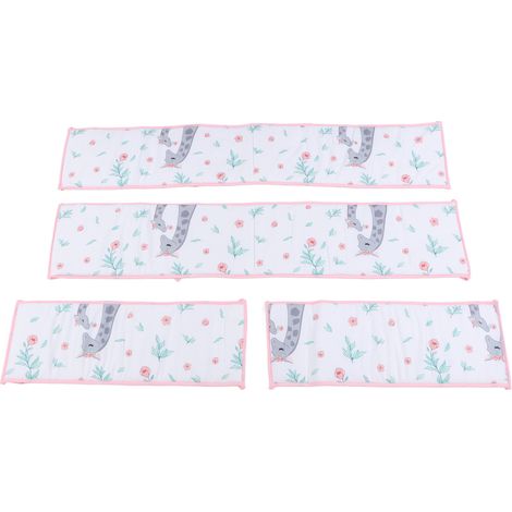 Barrière de lit bébé surélevée anti-collision, 4 pièces, imprimée couleur unie, style souple 1 (1/5)