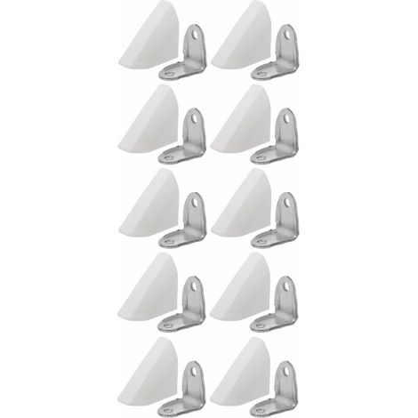 – Lot de 10 équerres de fixation en métal – Cache plastique blanc – Dimensions 27x27x20mm – Capacité de charge jusqu'à 100kg (1/2)