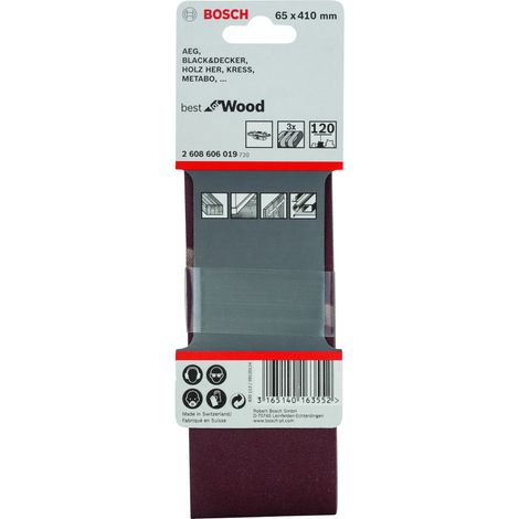Banda de lija Best Wood: 66x410mm G120x 3  BOSCH 2608606019 (1/2)