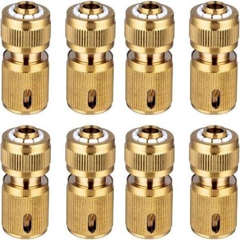 Kaelt - Adaptateur Tuyau Arrosage - Raccord Rapide Laiton 1/2 Pouces - Pour Jardinage et Lavage Voiture - Lot de 8 (1/5)