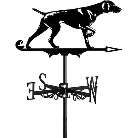 Vintage Wetterfahne aus schwarzem Metall mit Windrichtungsanzeige für den Außenbereich, Garten, Dach, Koppeldekoration (Hund) (1/4)