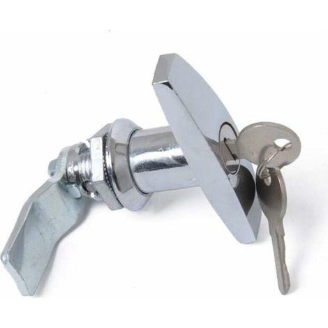 Serrure à Poignée en T avec Clé, Alliage d'Aluminium Loquet de Porte de Remorque Verrouillage de Poignée en T Verrou Universel de Poignée en T pour Trailers Campers,Argent (1/5)