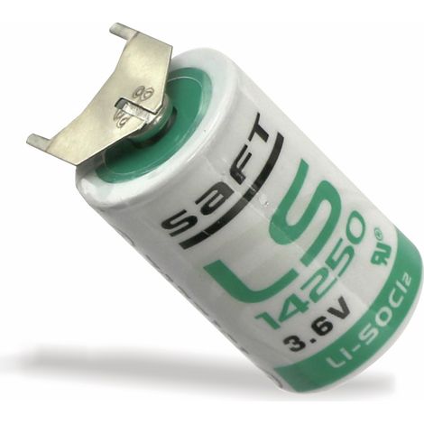 Batterie lithium SAFT LS 14250-3PF, 1/2 AA, 2/1 Print ++/-, 3,6 V-, 1200 mAh