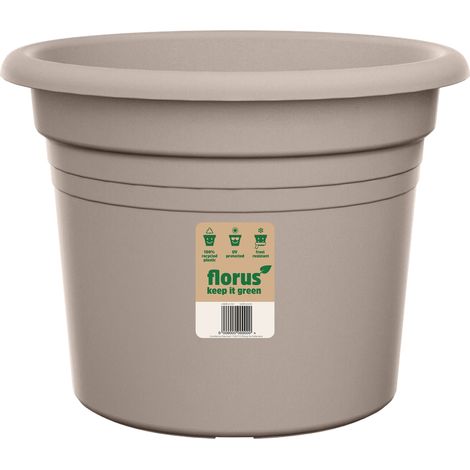 Florus Mediterran Cilindro Pot De Fleurs 30 - Gris - L 30 x B 29.5 x H 22 cm - extérieur - 100% recyclé