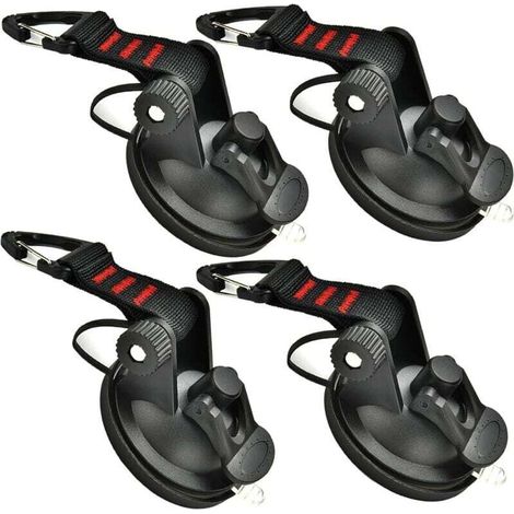 Juego de 4 ganchos con ventosas de gran resistencia y dispositivos de fijación. Estos ganchos son ideales para toldos de coche, lonas impermeables y otros tipos de lona.