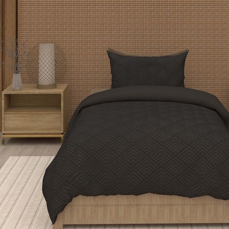 Parure housse de couette 3D microfibre 140x200 cm GAIA noir, par Soleil d'Ocre (1/2)