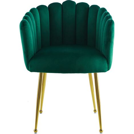 Sedia di design Muna in velluto verde con gambe dorate (1/3)