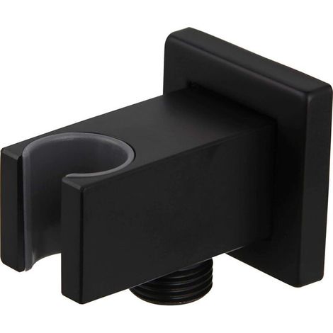 Duschhalterung mit 1/2"-Wandanschlussbogen aus mattschwarzem Messing
