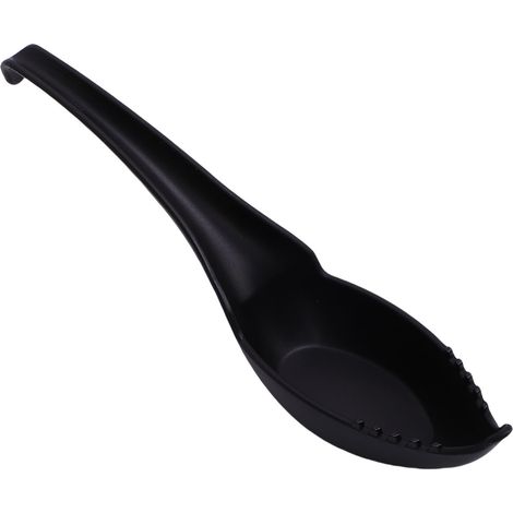 Cuillère à ramen 2 en 1 avec dents et fond plat, pour soupe de nouilles, noire. (1/5)
