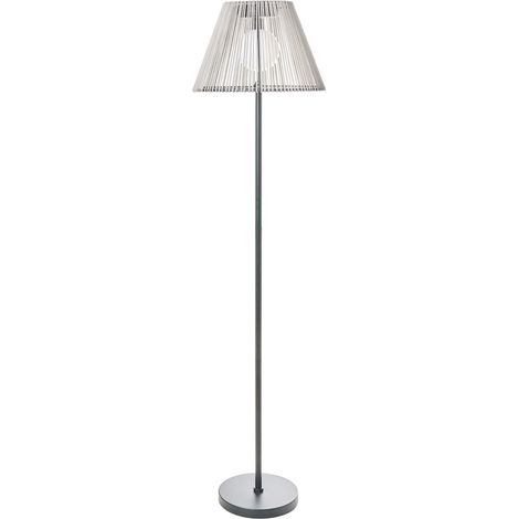 Outdoor Solar Floor Lamp Grey Synthetic Material Iron Base LED Garden Patio Energy-Efficient LUETE (1/5)